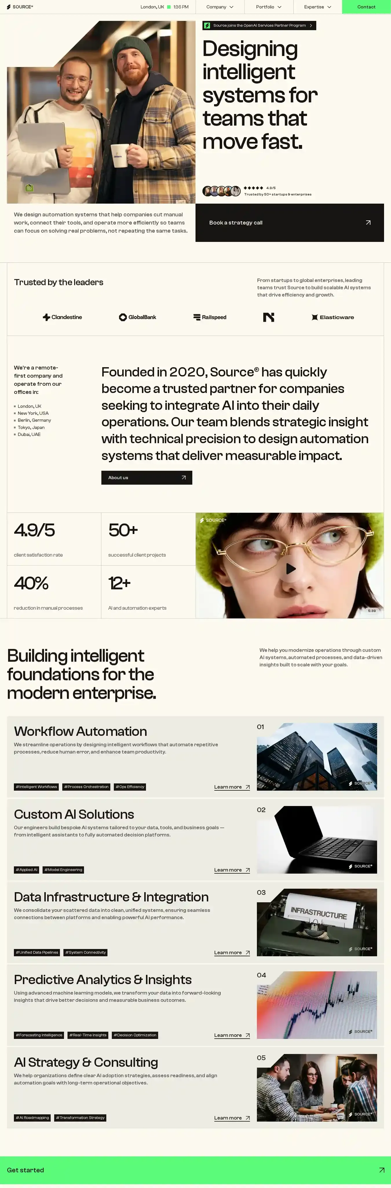 Source home page on desktop