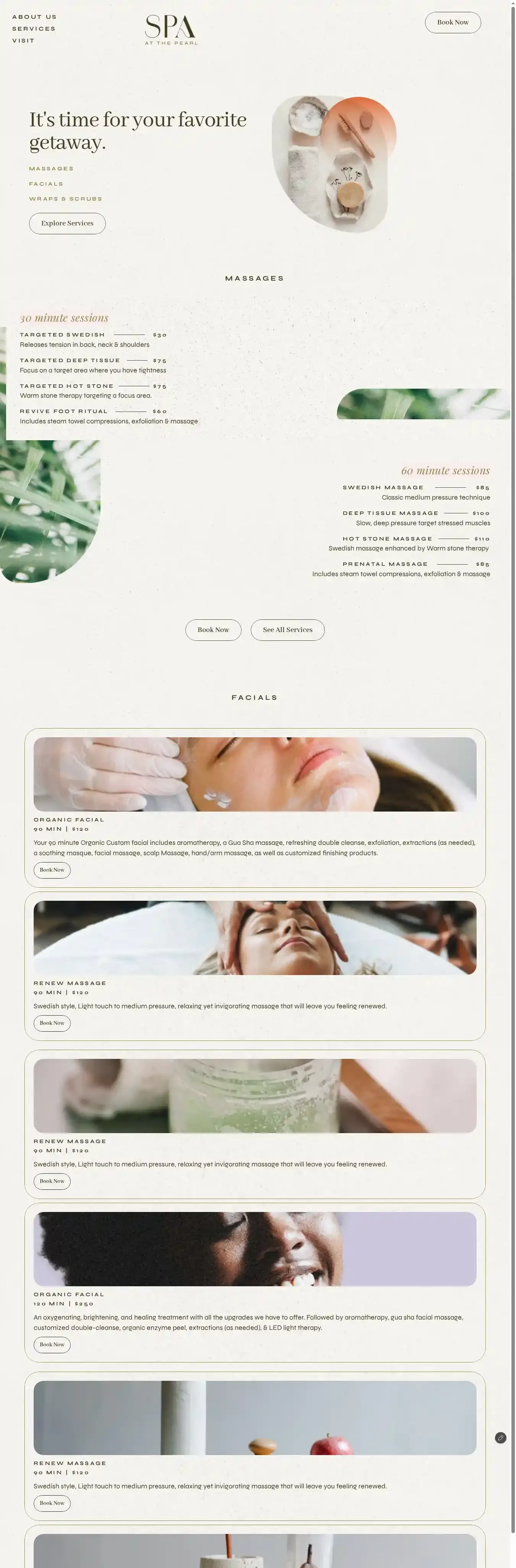 SpaDay home page on desktop
