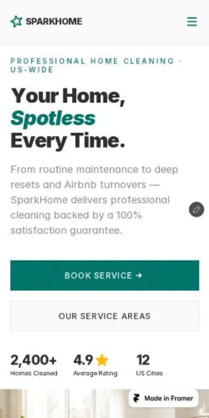 Spark Home home page on mobile