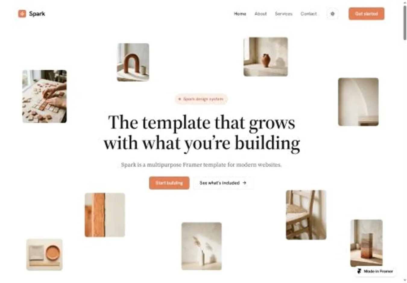 Spark X home page on desktop