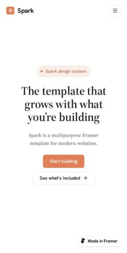 Spark X home page on mobile