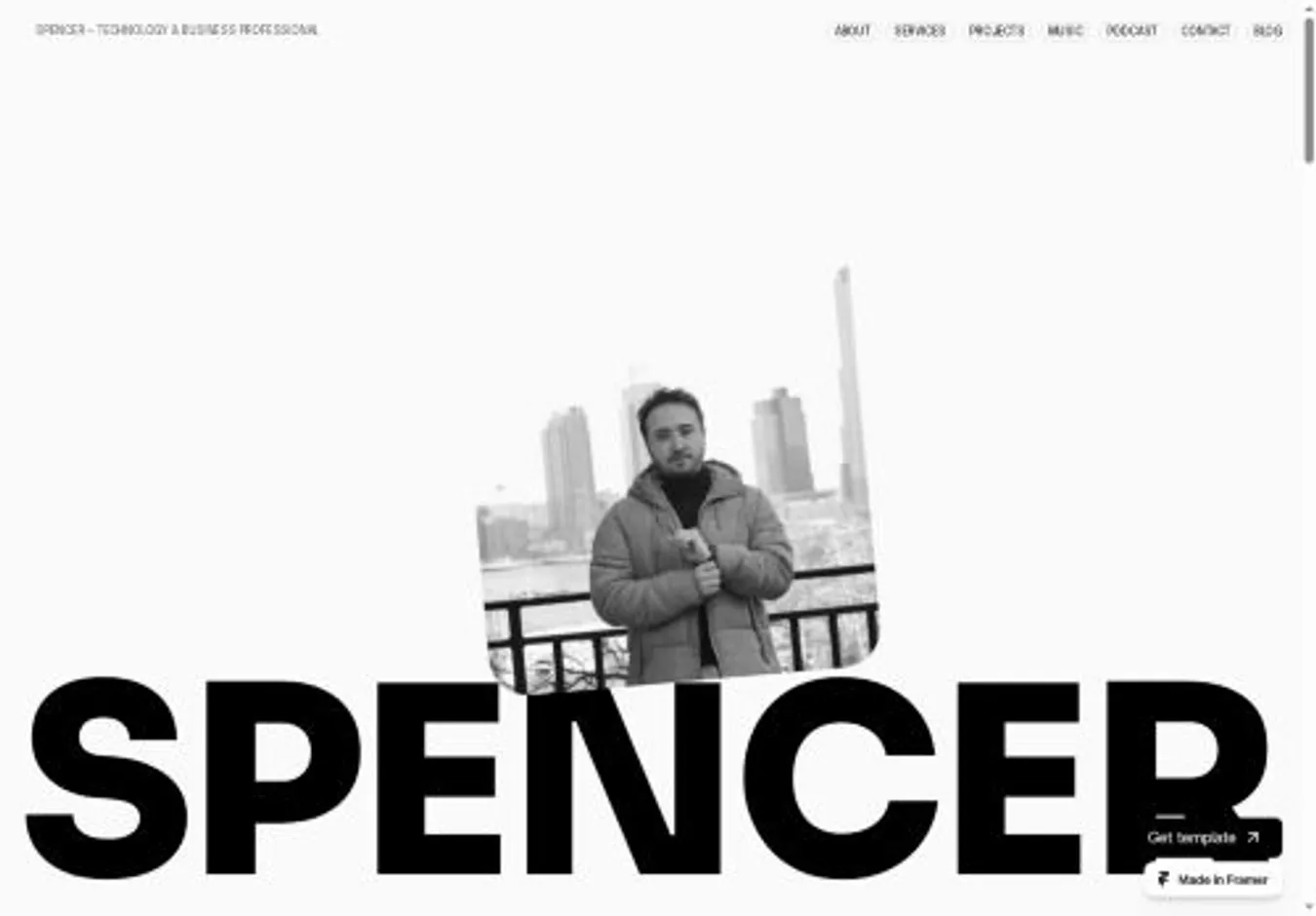 SPENCER G home page on desktop