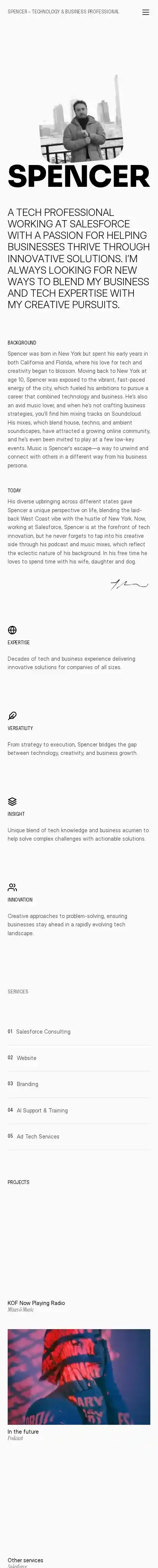 SPENCER G home page on mobile