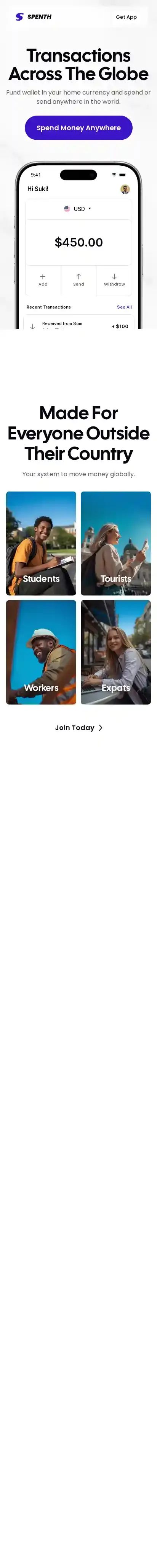 Spenth home page on mobile