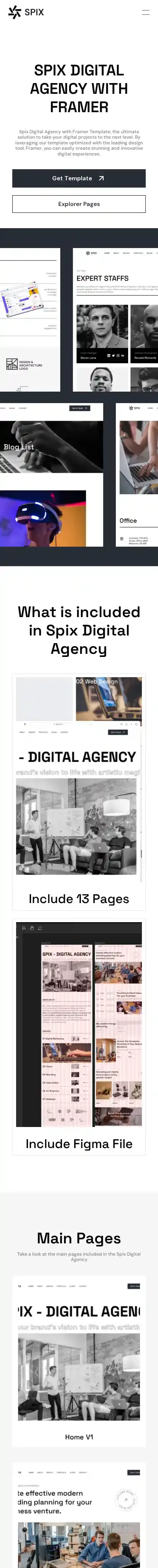Spix home page on mobile
