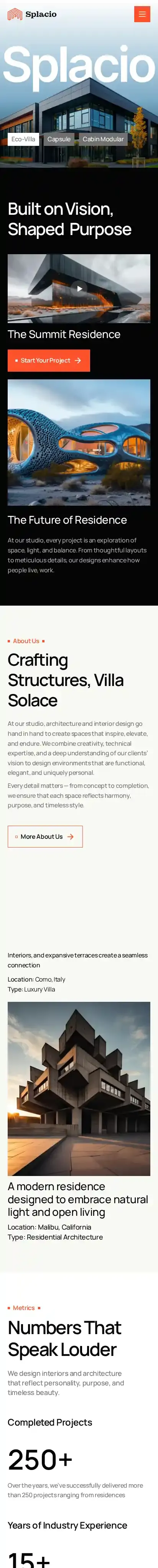Splacio – Interior home page on mobile