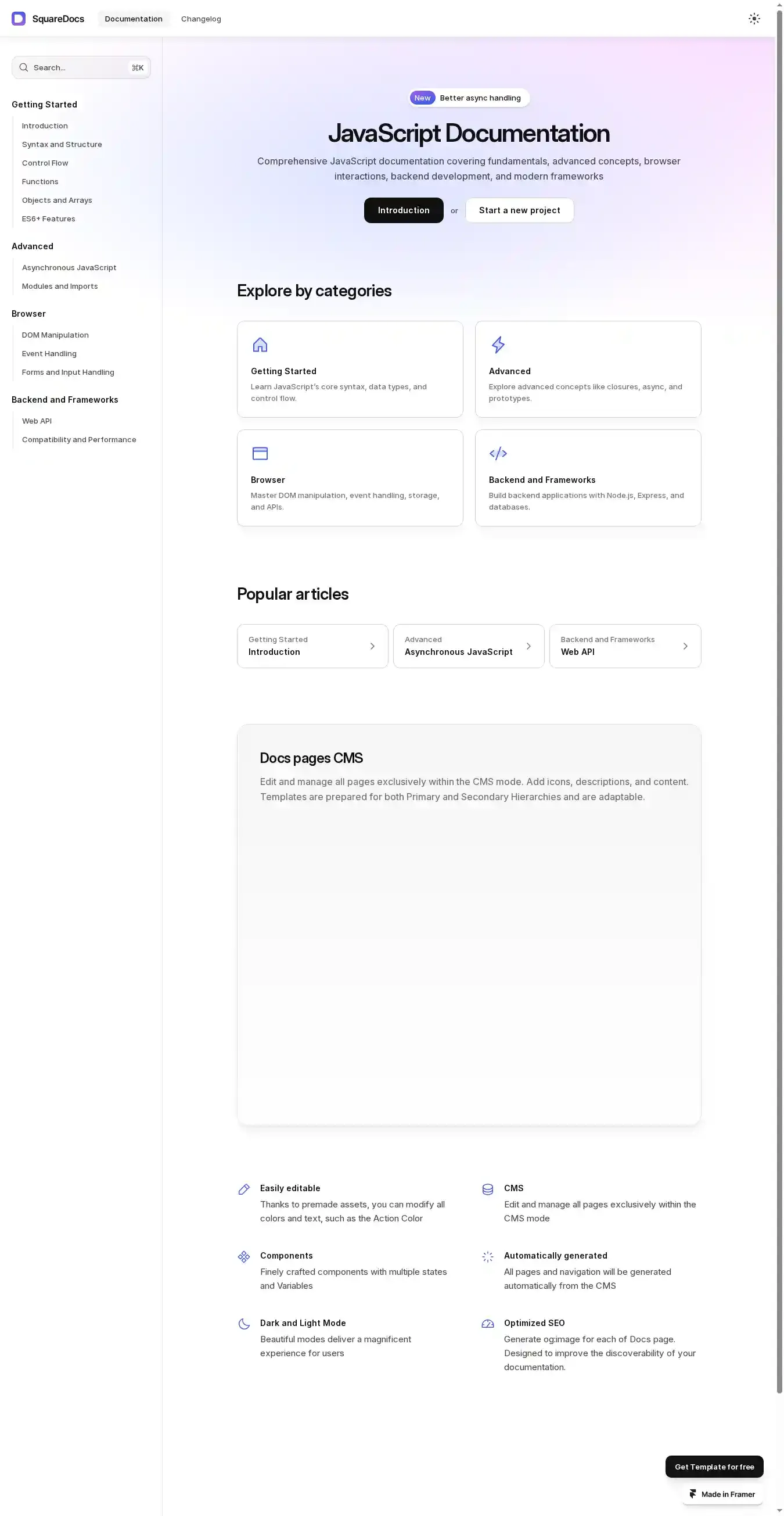 Squaredocs home page on desktop
