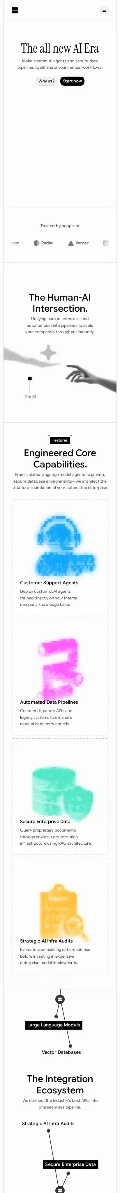 Stackgrid home page on mobile