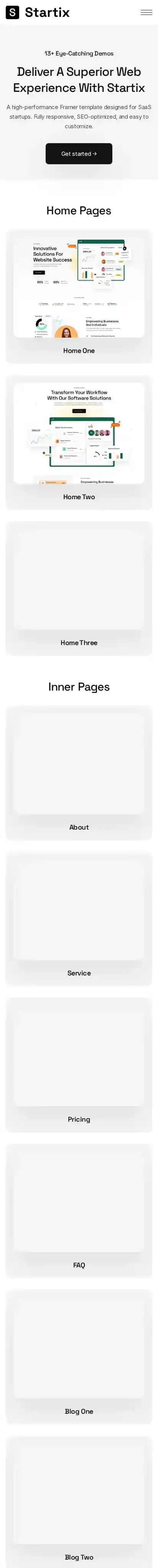Startix home page on mobile