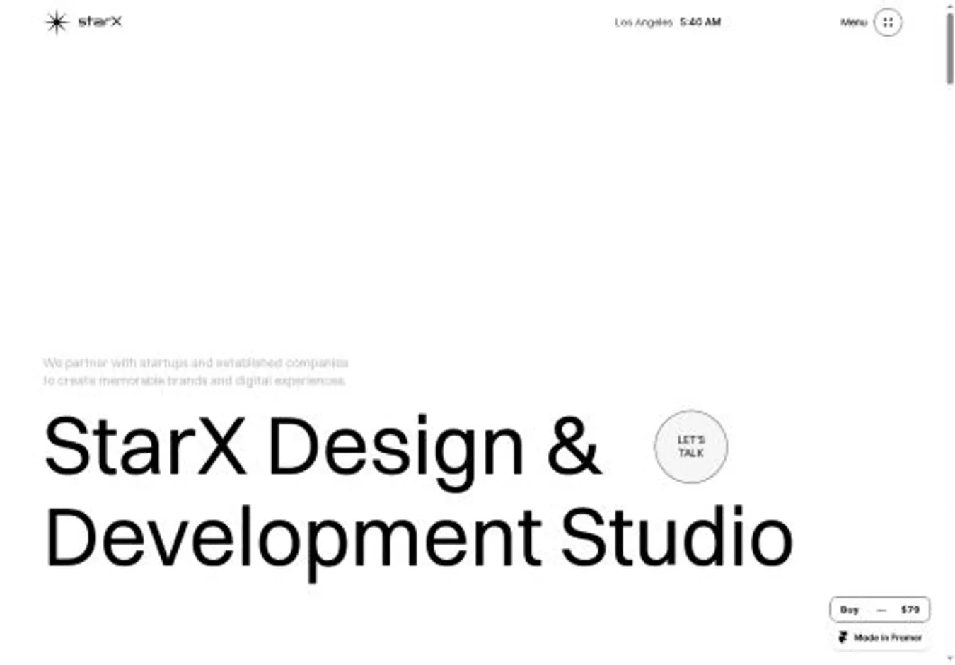 Starx home page on desktop