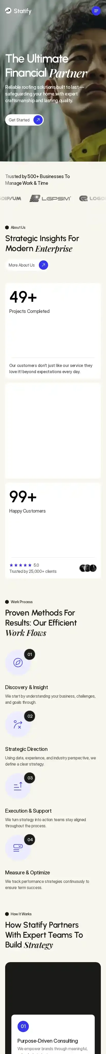 Statify home page on mobile