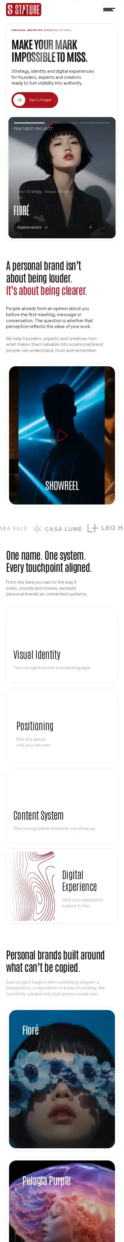 Stature home page on mobile