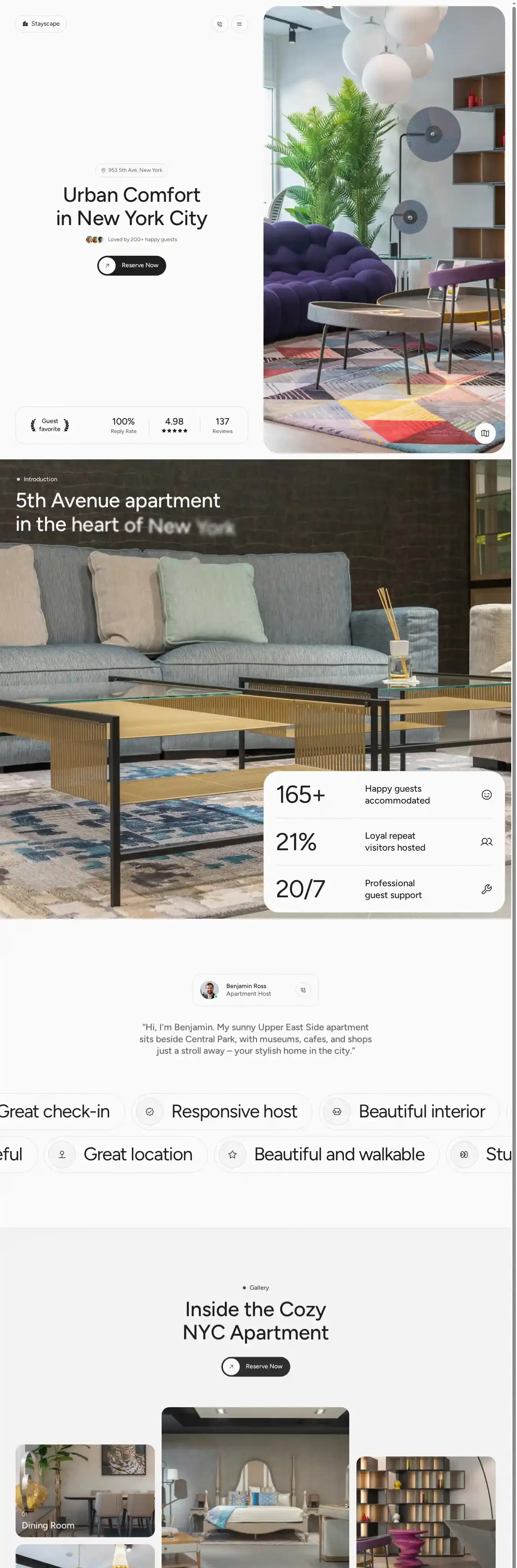 Stayscape home page on desktop
