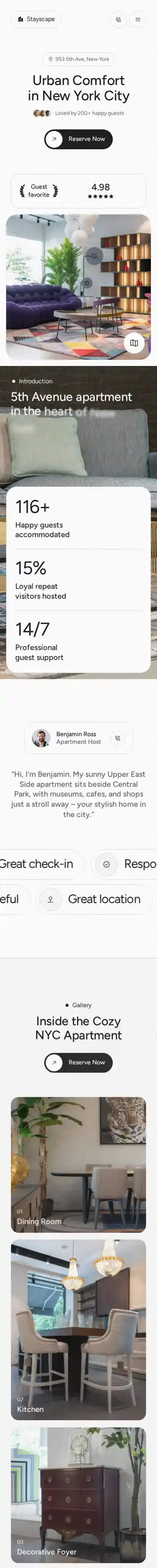 Stayscape home page on mobile