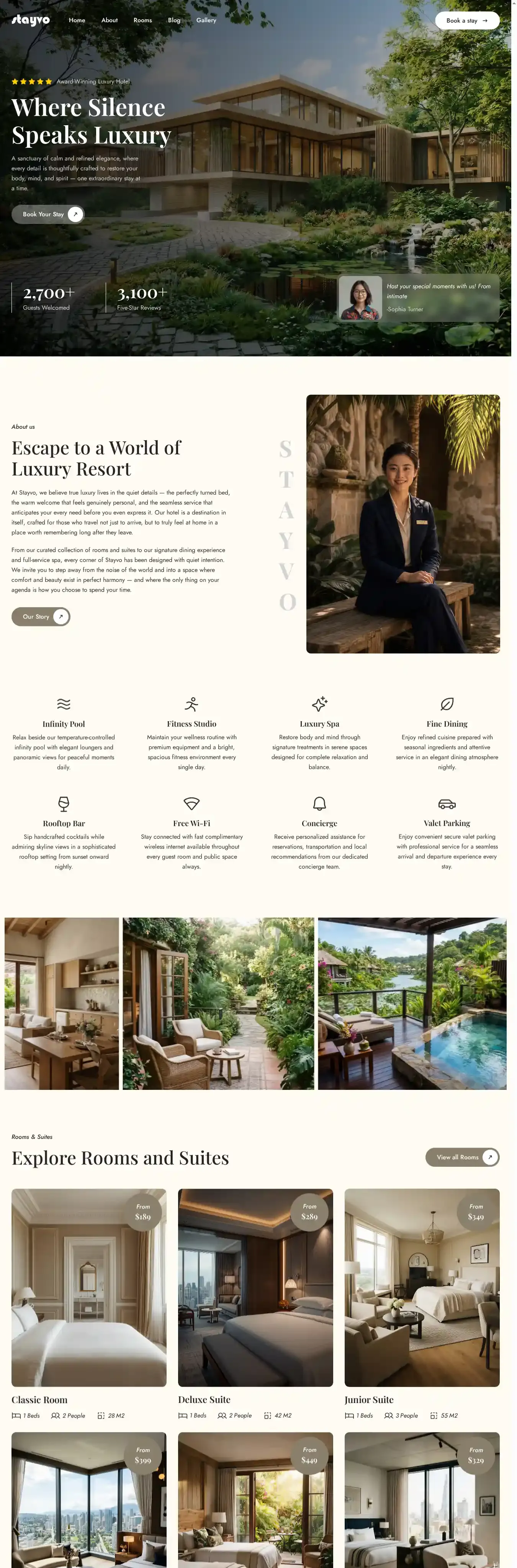 Stayvo home page on desktop