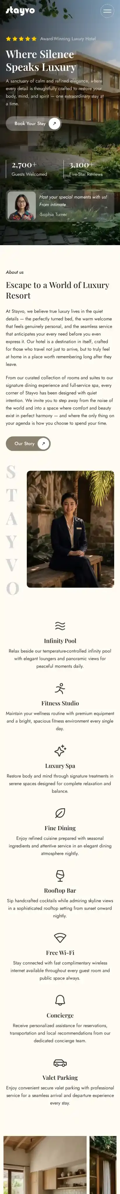 Stayvo home page on mobile