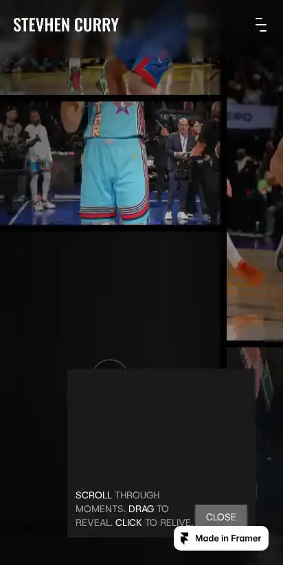 STEVHEN CURRY home page on mobile