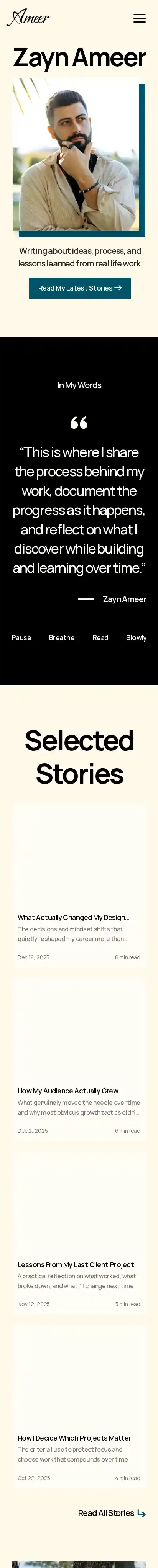 Stories home page on mobile