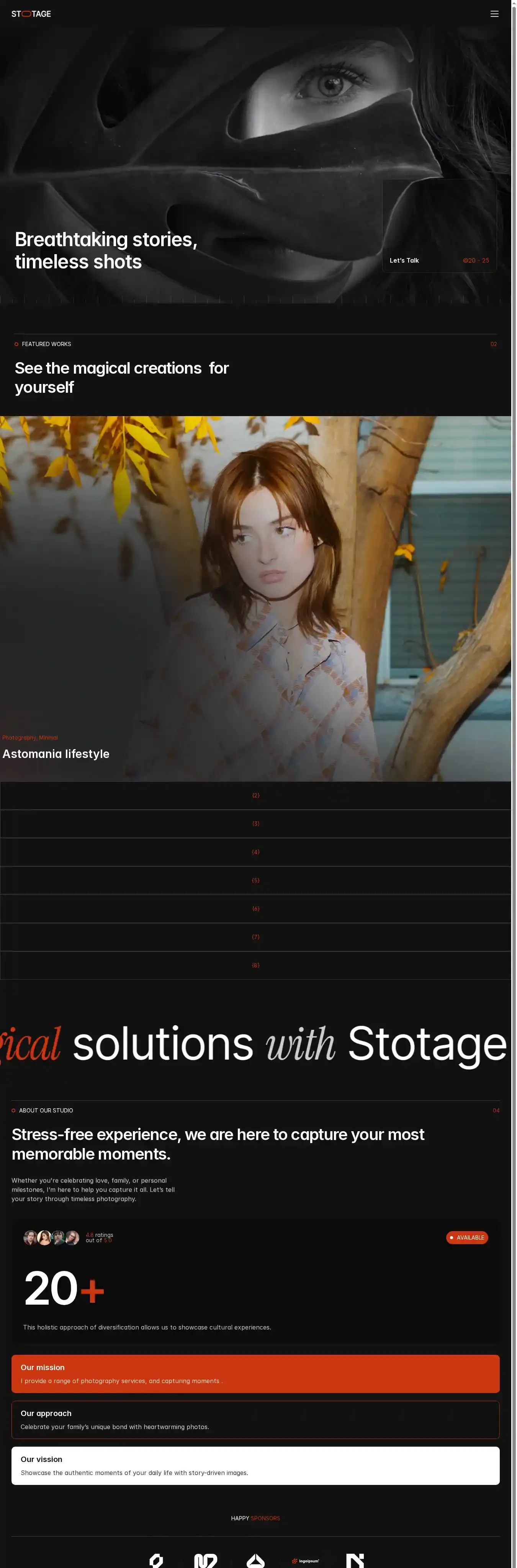 Stotage home page on desktop