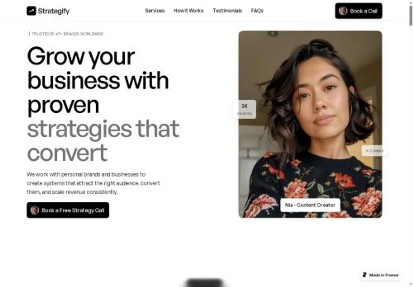 Strategify home page on desktop