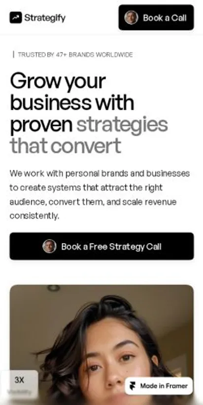 Strategify home page on mobile