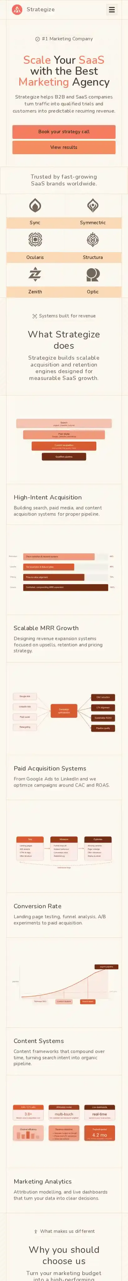 Strategize home page on mobile