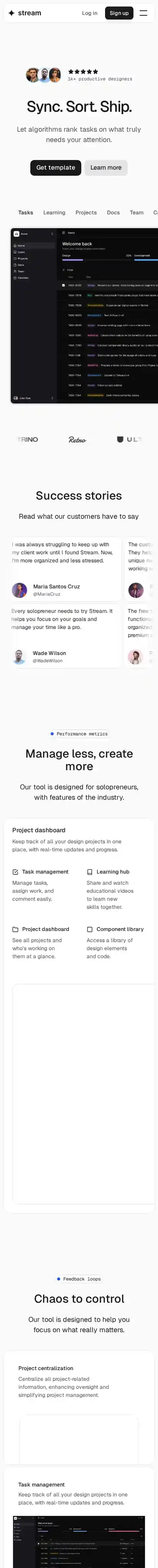 Stream home page on mobile