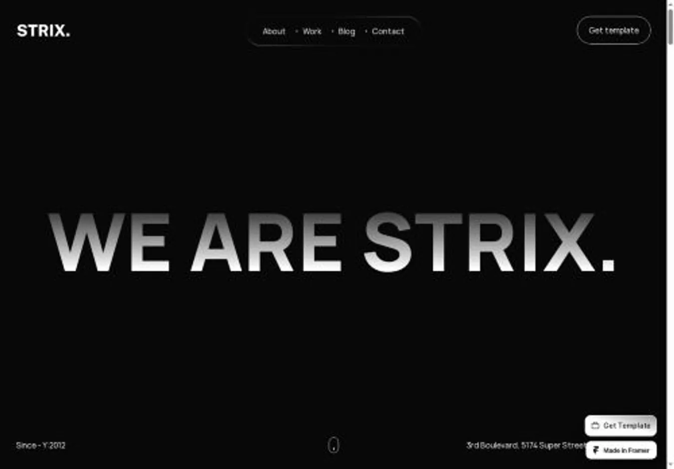 Strix home page on desktop