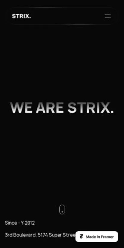 Strix home page on mobile