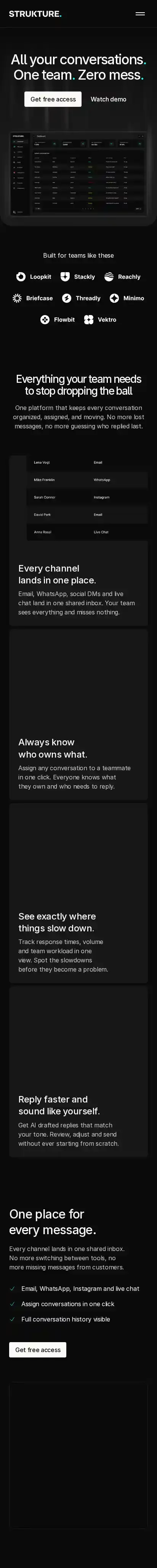 Strukture home page on mobile