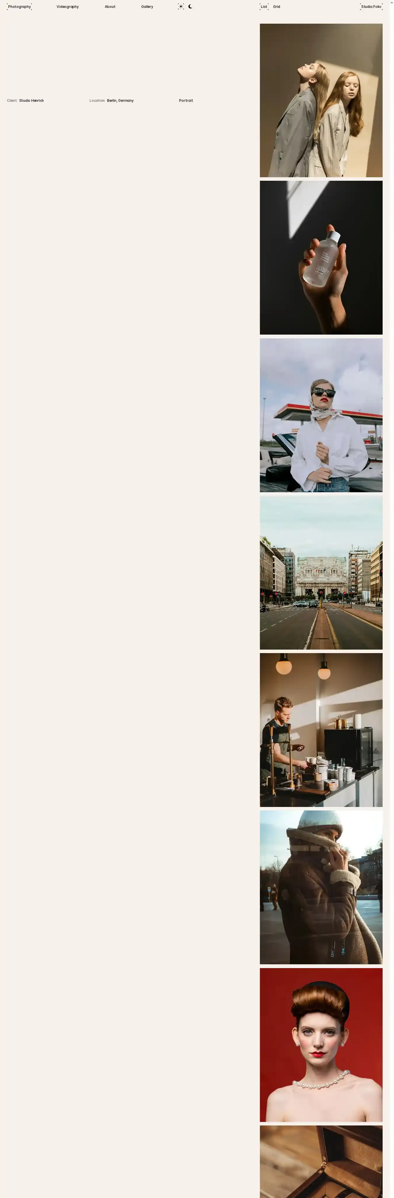 Studio Folio home page on desktop