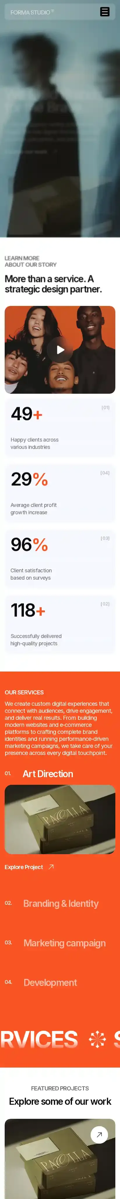 Studio Forma home page on mobile