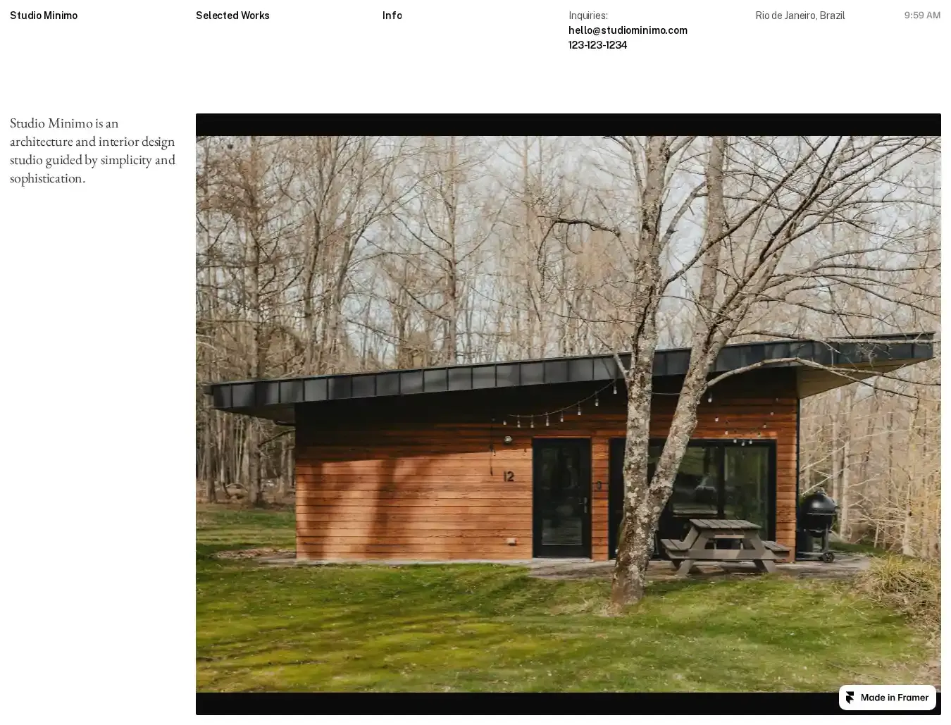 Studio Minimo home page on desktop