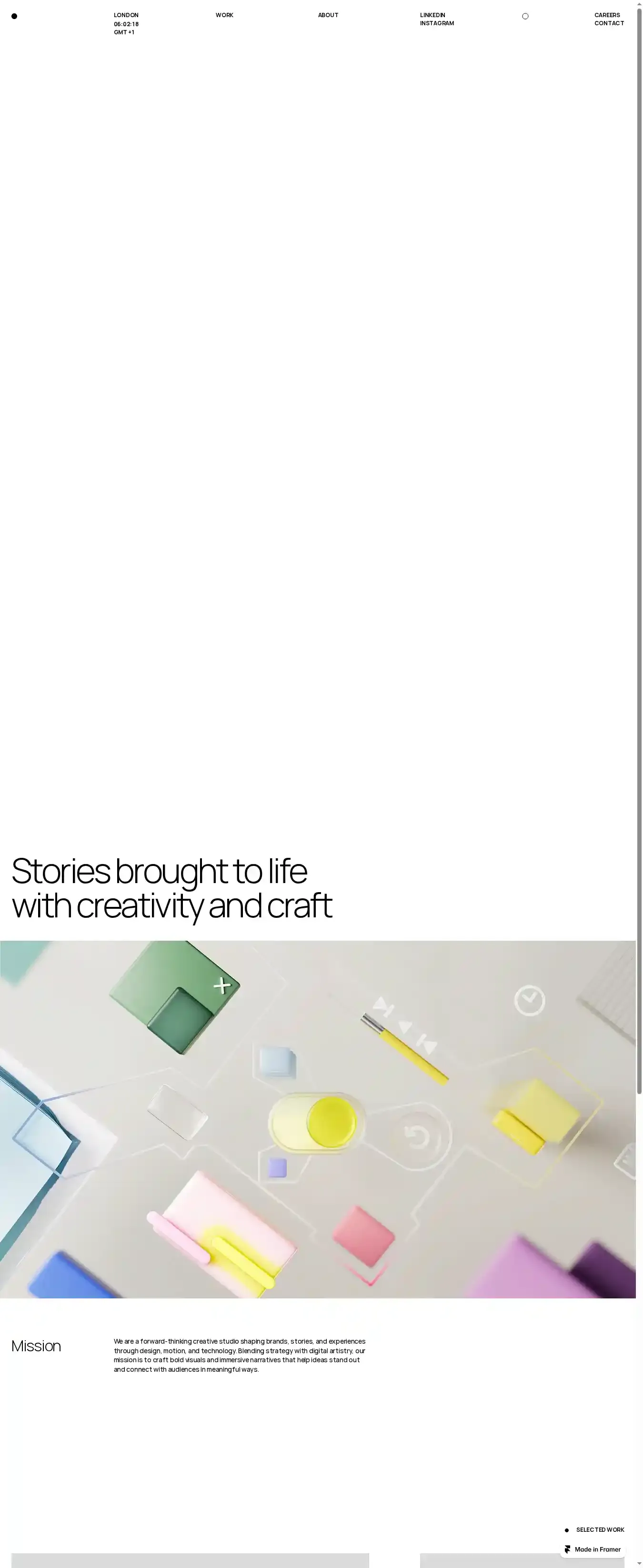 Studio Oro home page on desktop