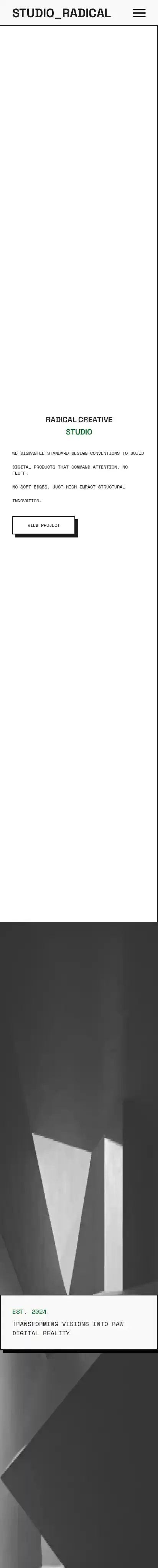 STUDIO RADICAL home page on mobile