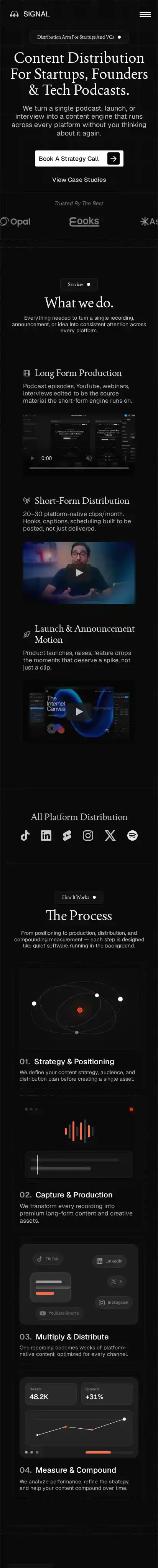Studio-Signal home page on mobile