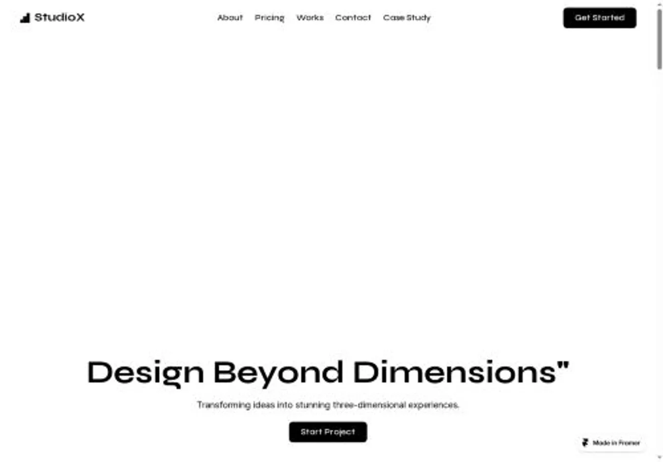 Studio3D home page on desktop