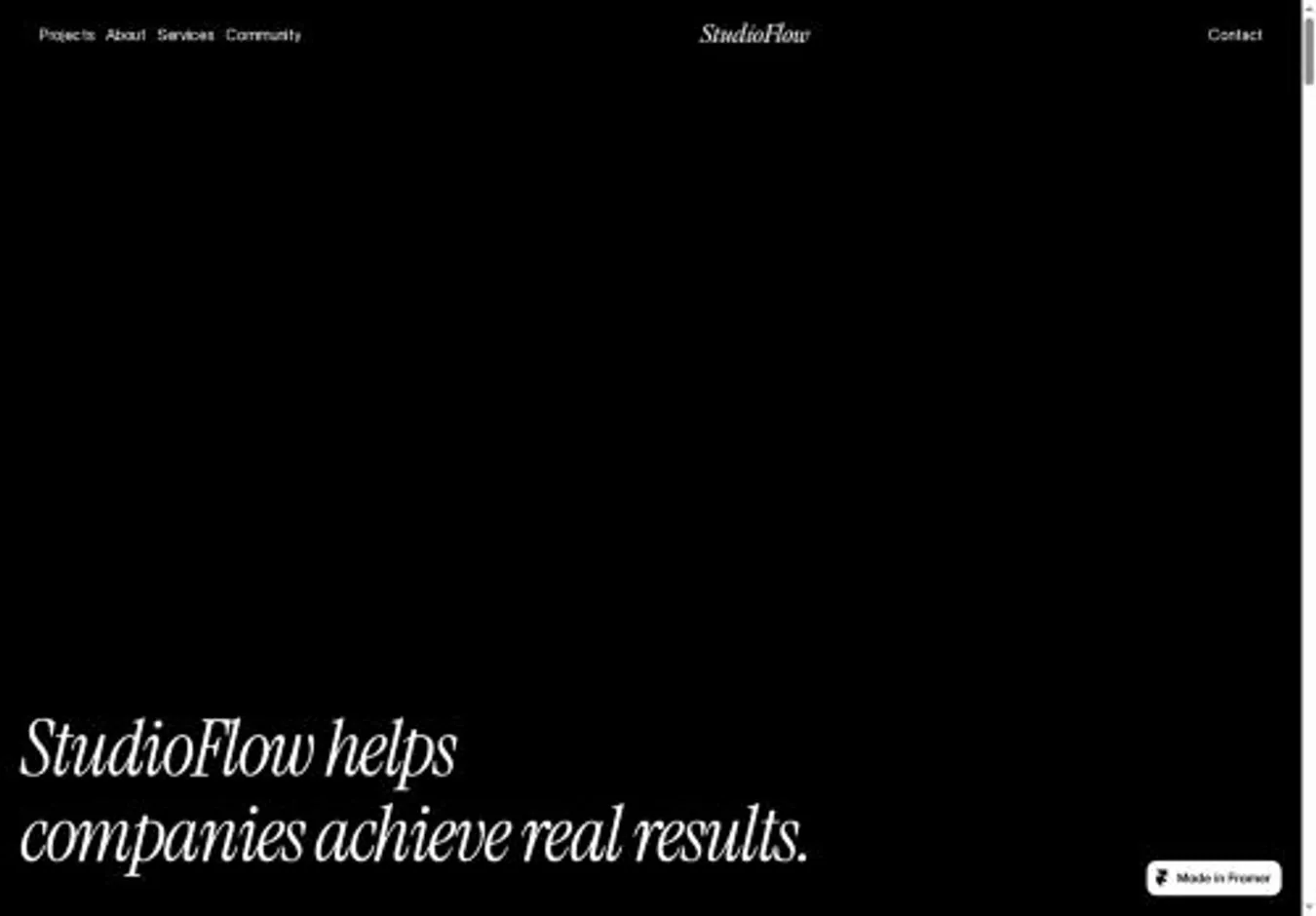 StudioFlowz home page on desktop