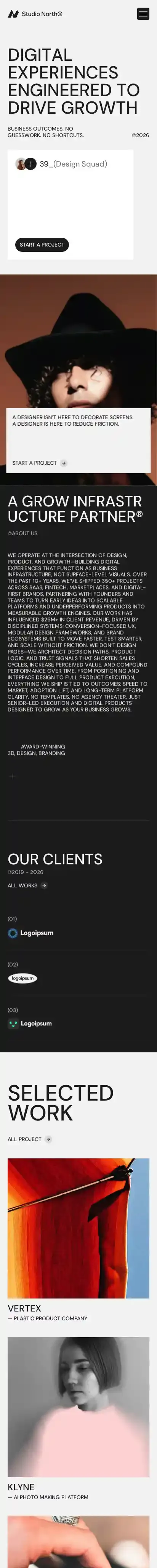 StudioNorth home page on mobile