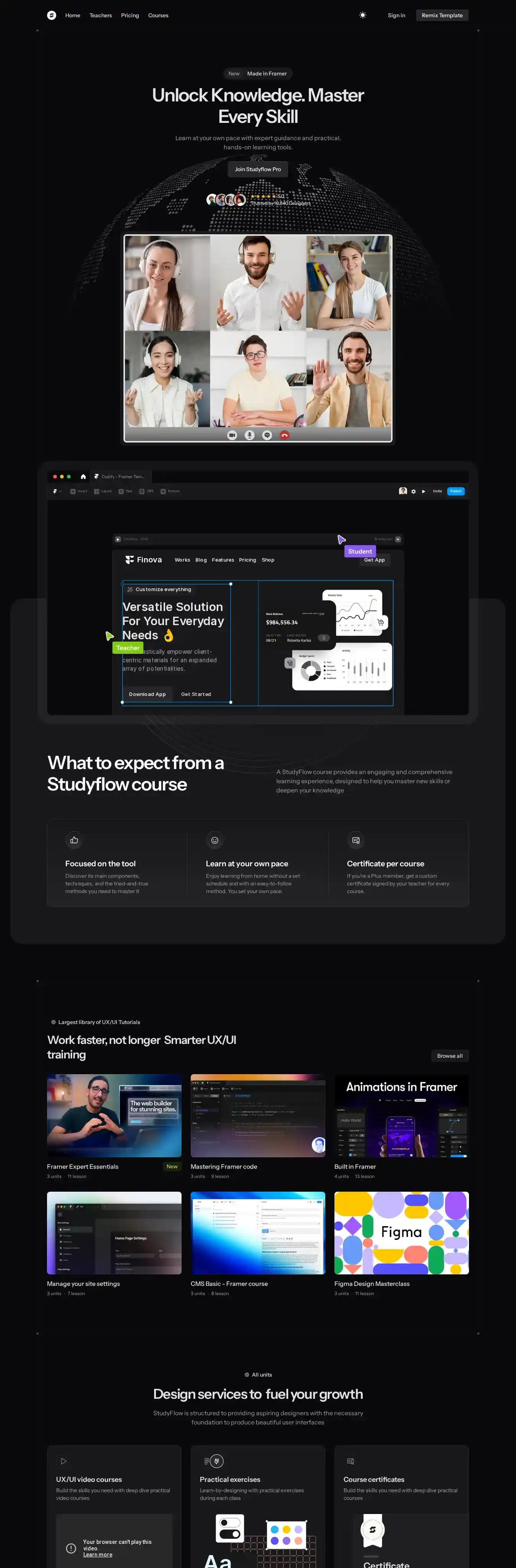 Studyflow home page on desktop
