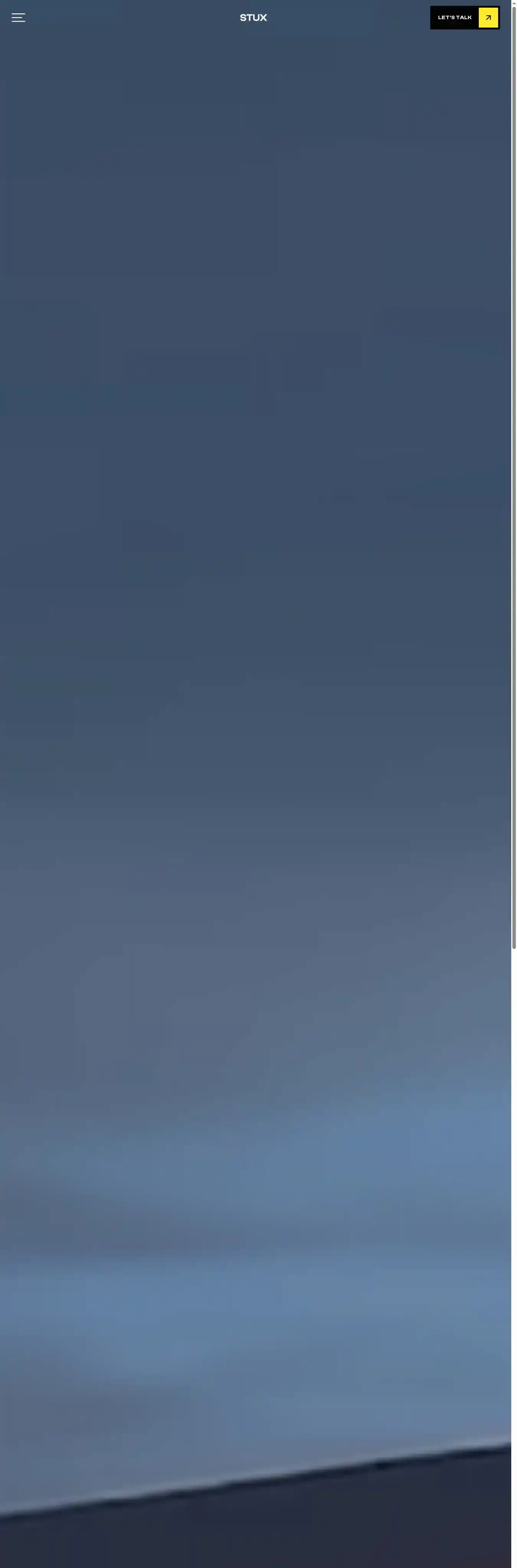 Stux home page on desktop