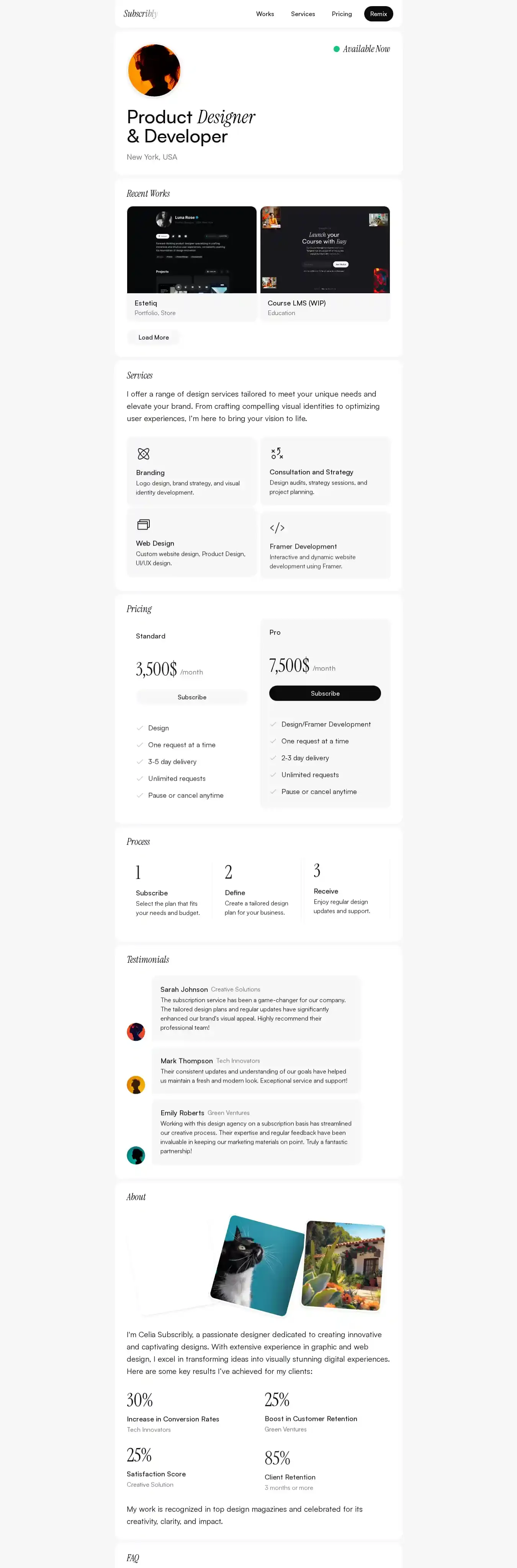 Subscribly home page on desktop