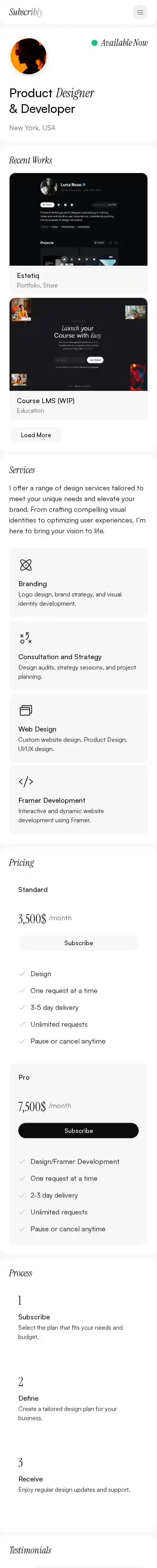 Subscribly home page on mobile