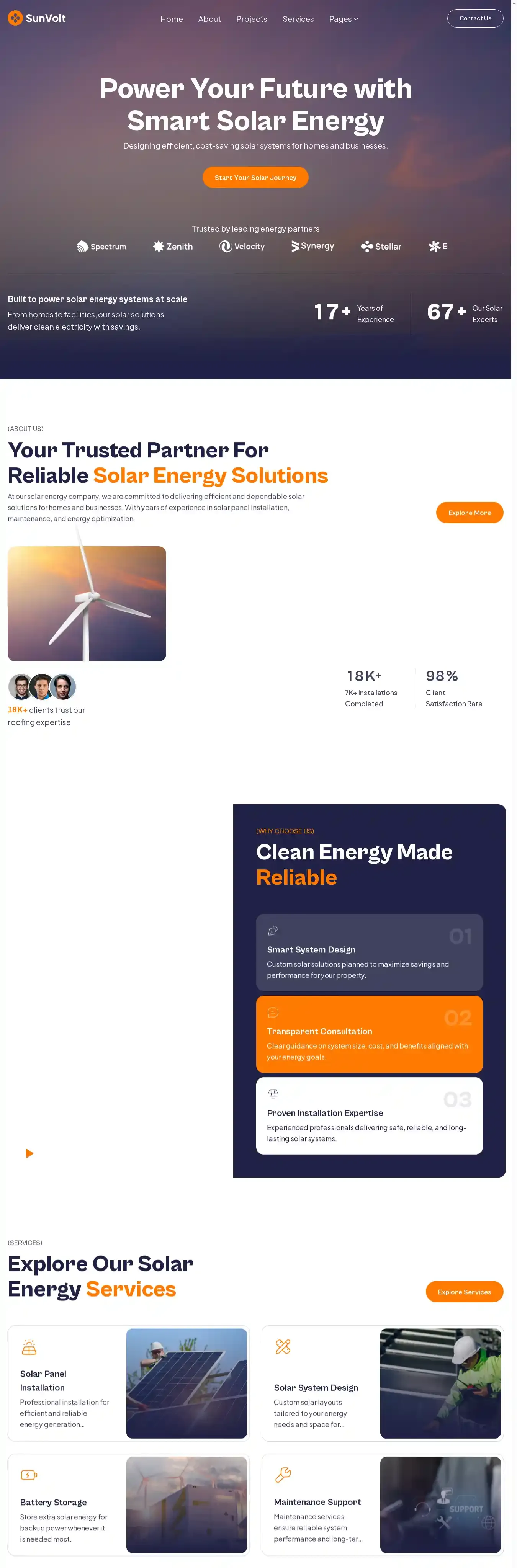 Sunvolt home page on desktop