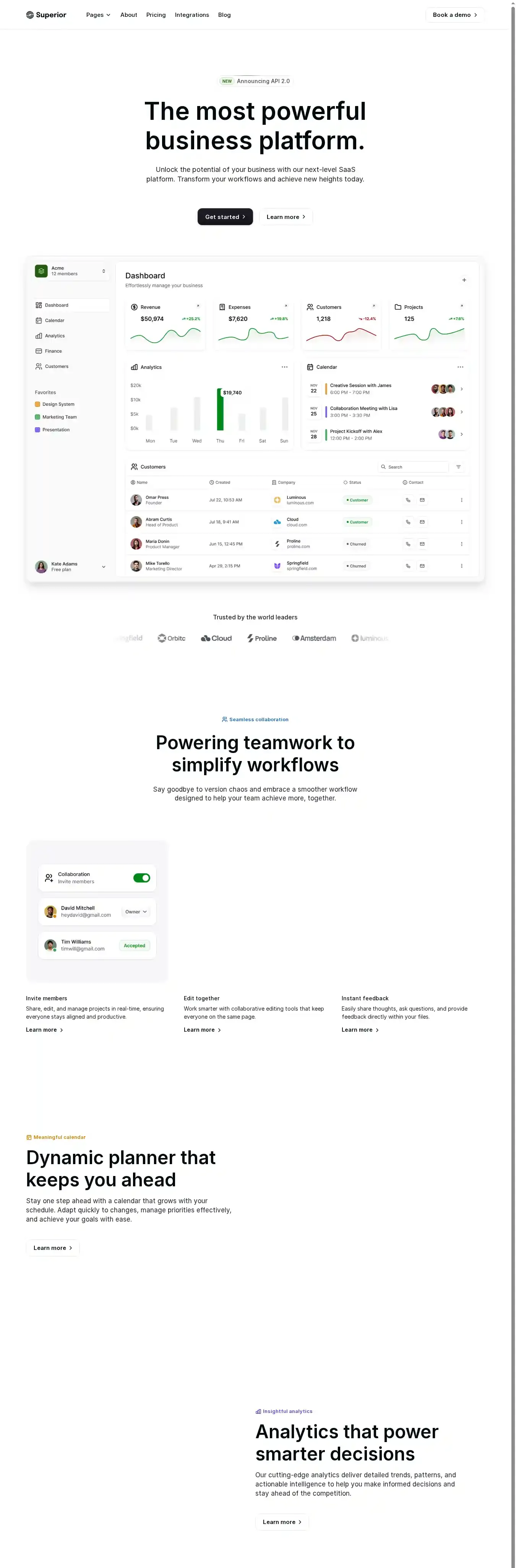 Superior home page on desktop