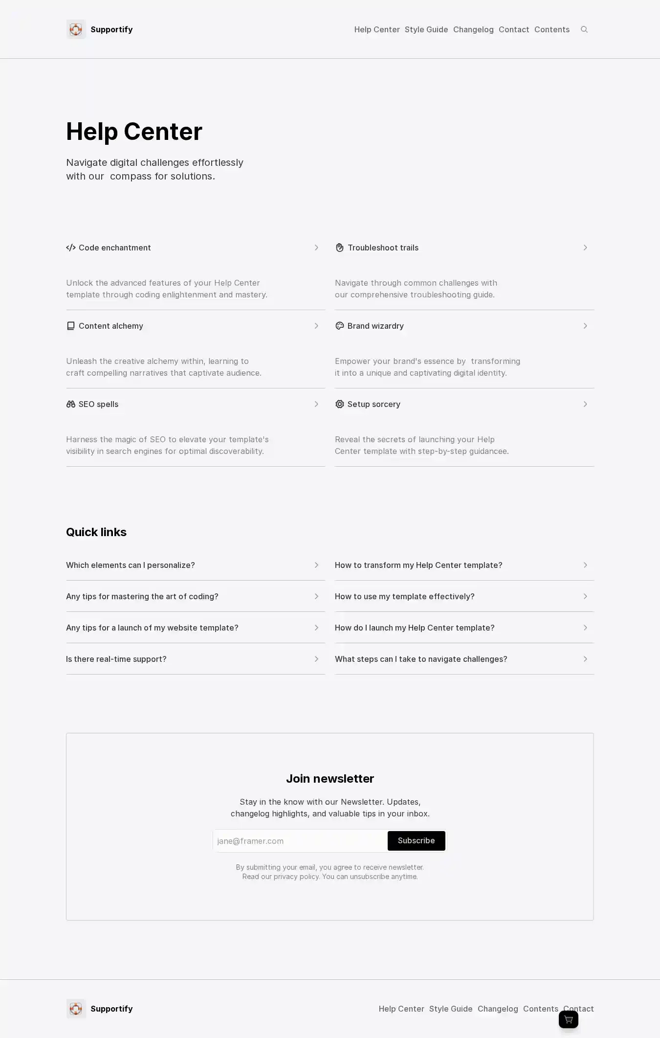 Supportify home page on desktop