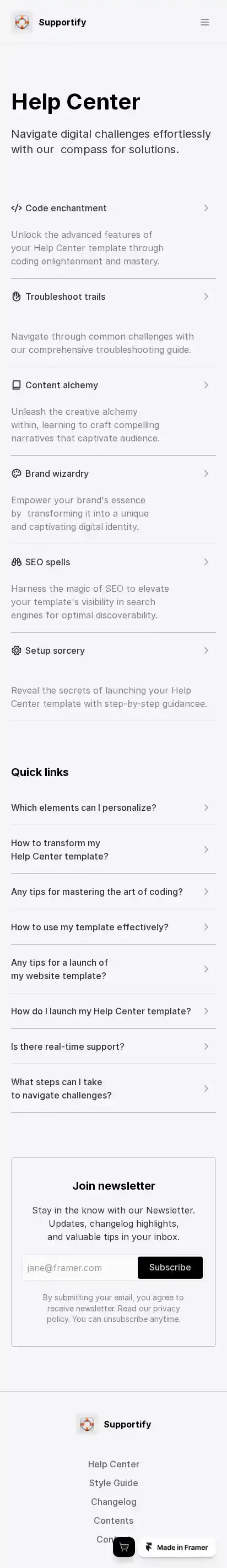 Supportify home page on mobile