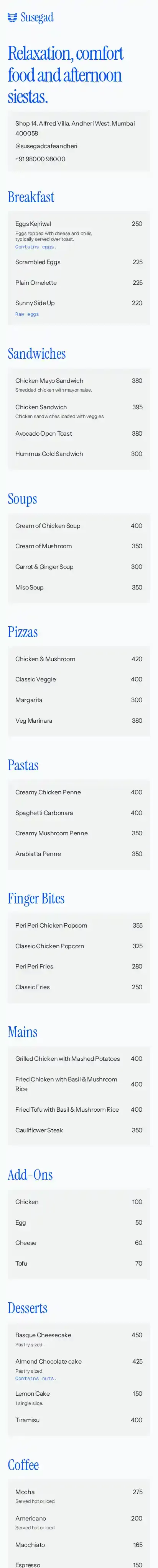 Susegaad home page on mobile