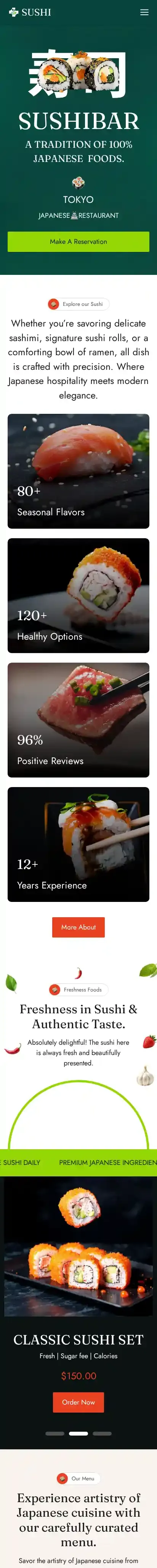Sushi home page on mobile
