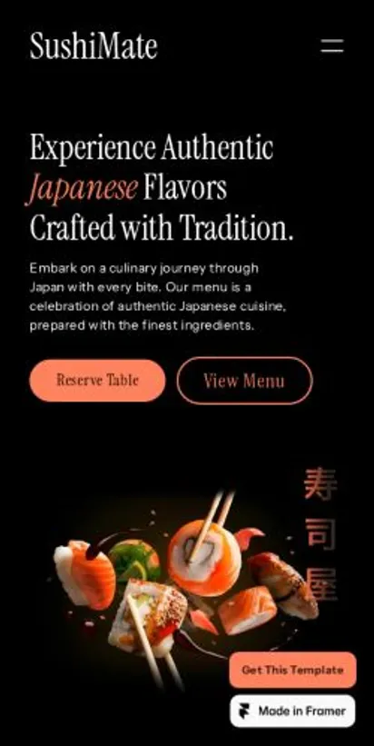 SushiMate home page on mobile